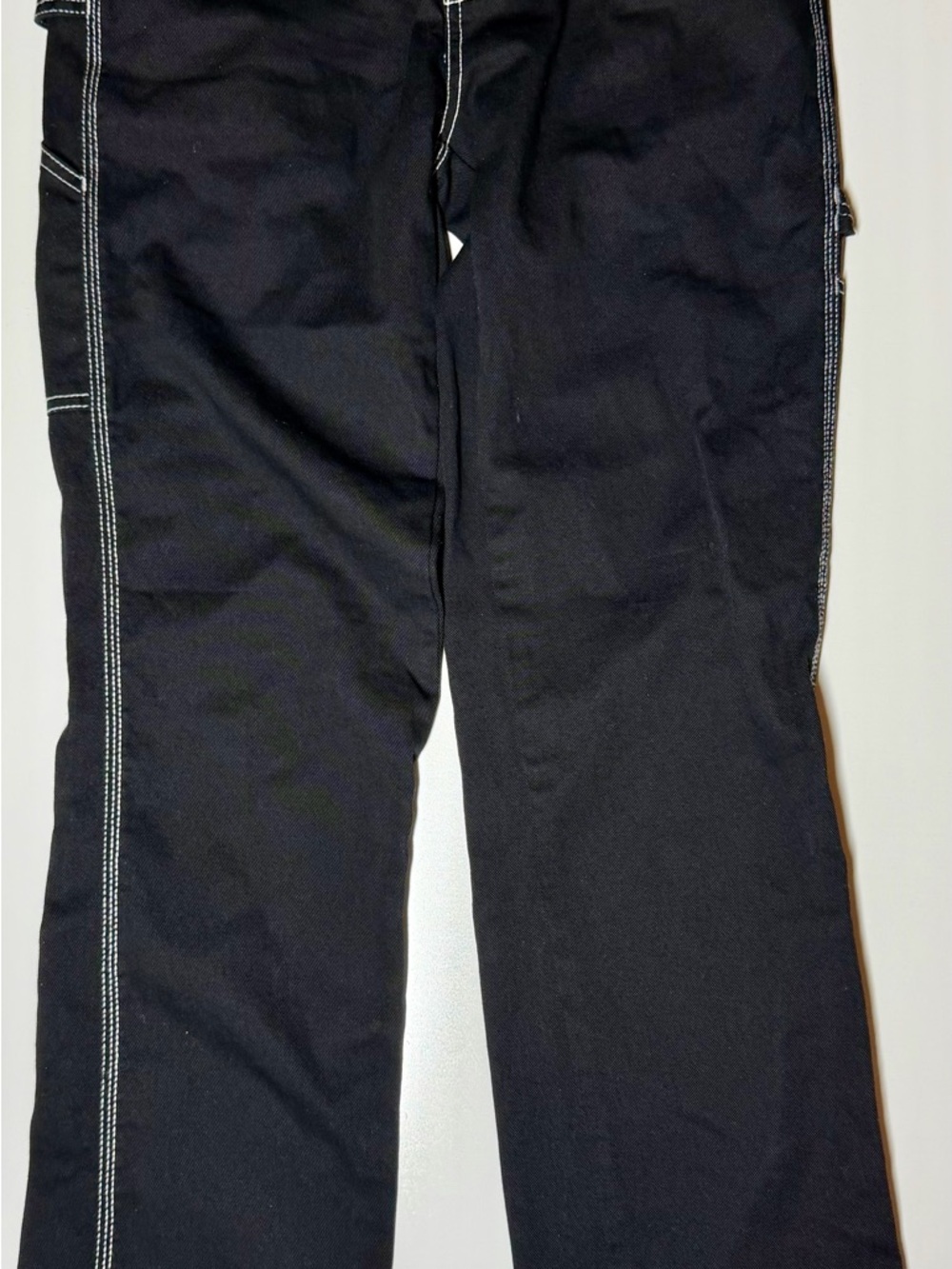 Dickies Women’s Carpenter Pants Black White Stitching Size 0/24‎